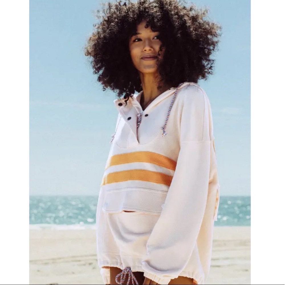 Faherty Cream and Orange Hoodie